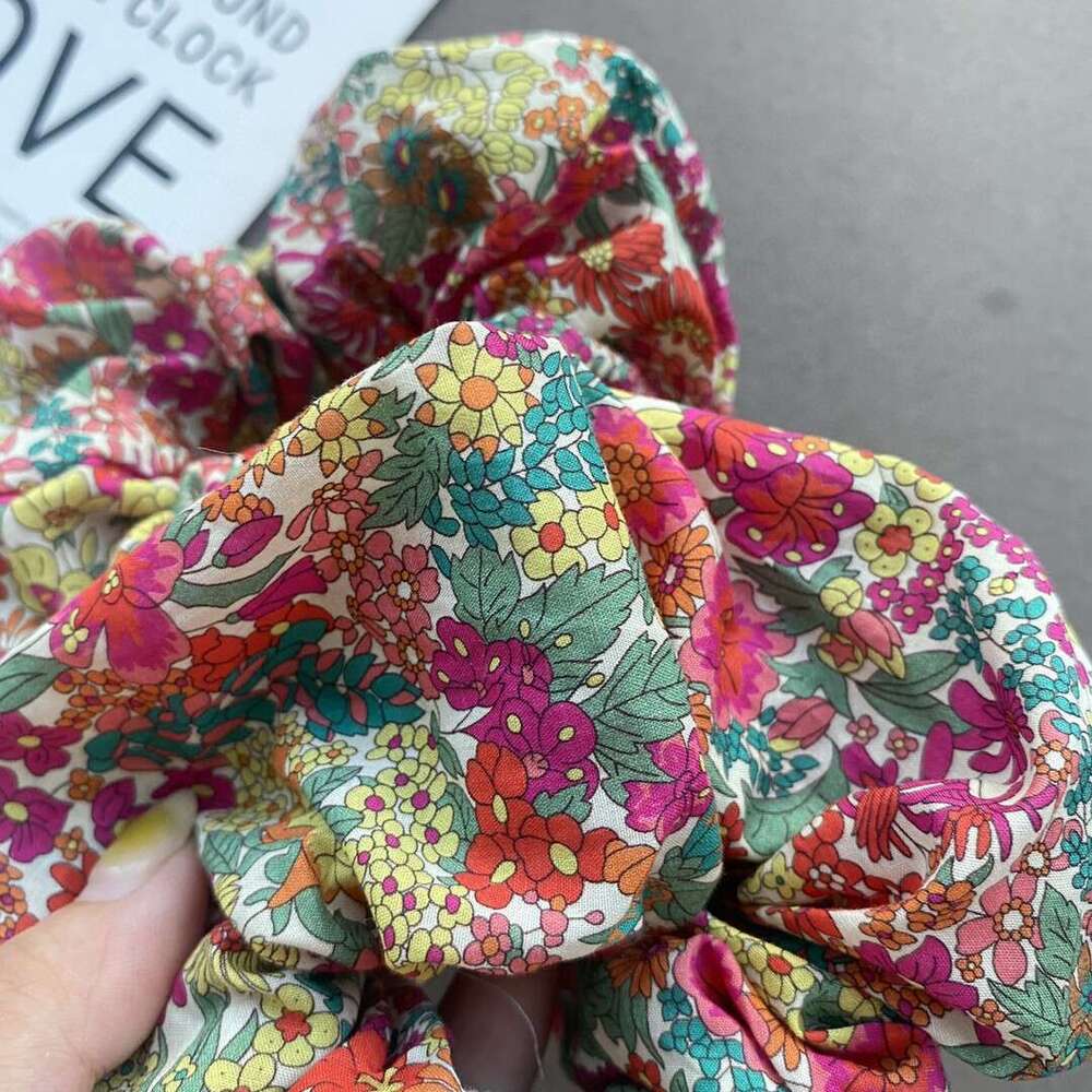 DH collections Large Colorful Garden - themed Chunky Elastic Hair Ties with Liberty Print