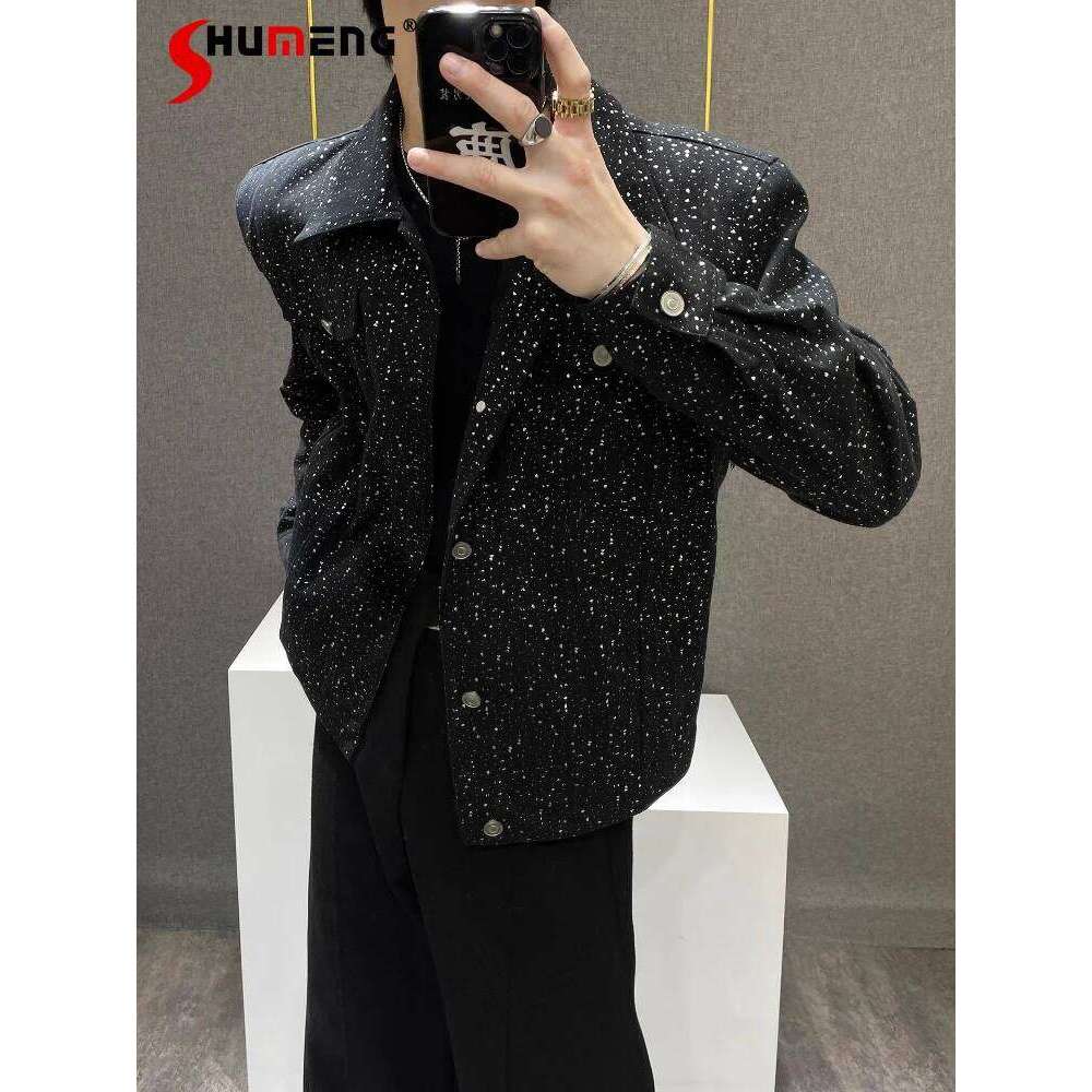High-end Starry Sky Hot Dia Jackets Men's 2025 Spring Autumn New Niche Trendy Fashion Versatile Chic Denim Coats