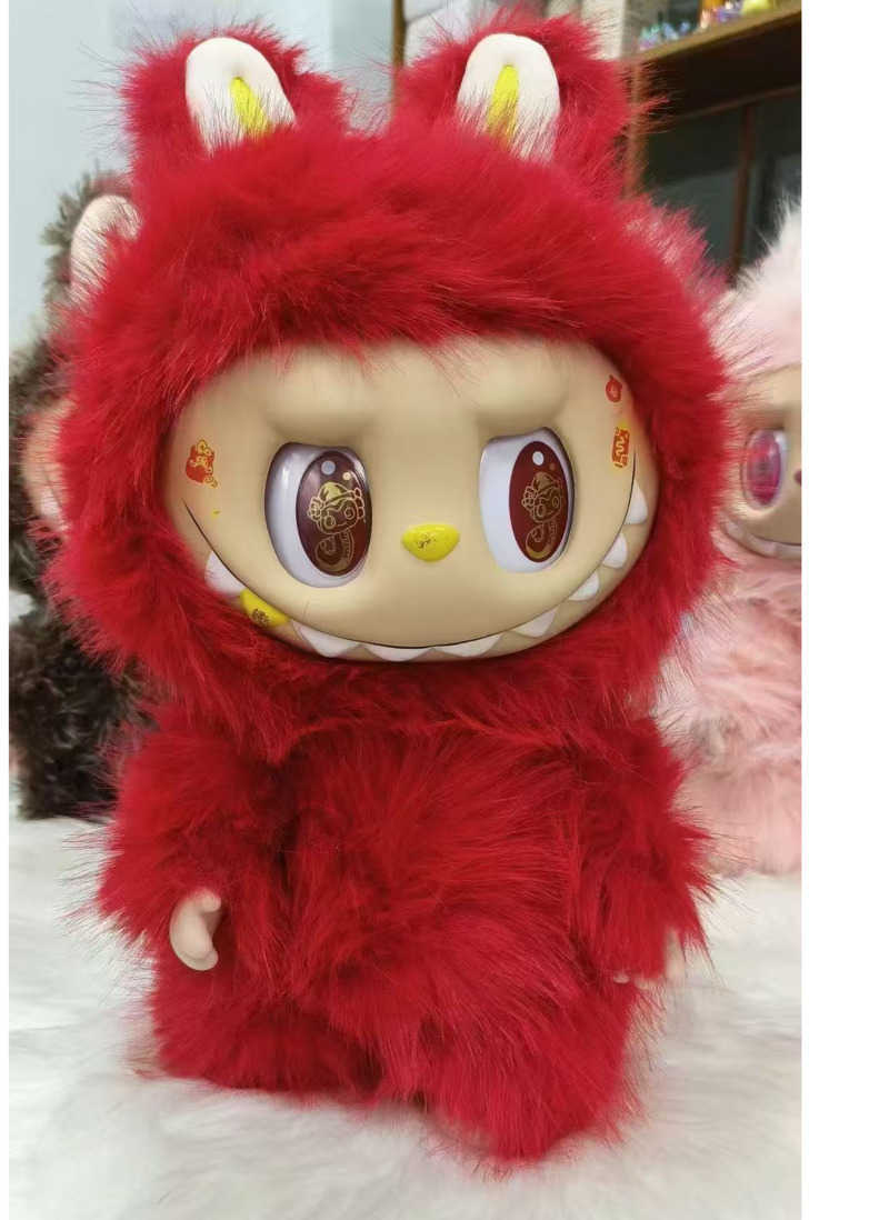 Labubu doll 38CM Heartbeat Macaron Enamel Monster Face Blind Box PVC Statue Desktop Decoration Cute Doll Kids Birthday Gift L250905