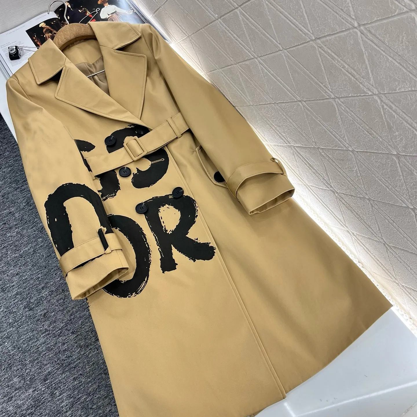 Luxury designer brand women's trench coat high quality England autumn long trench coat double-breasted temperament women's coat