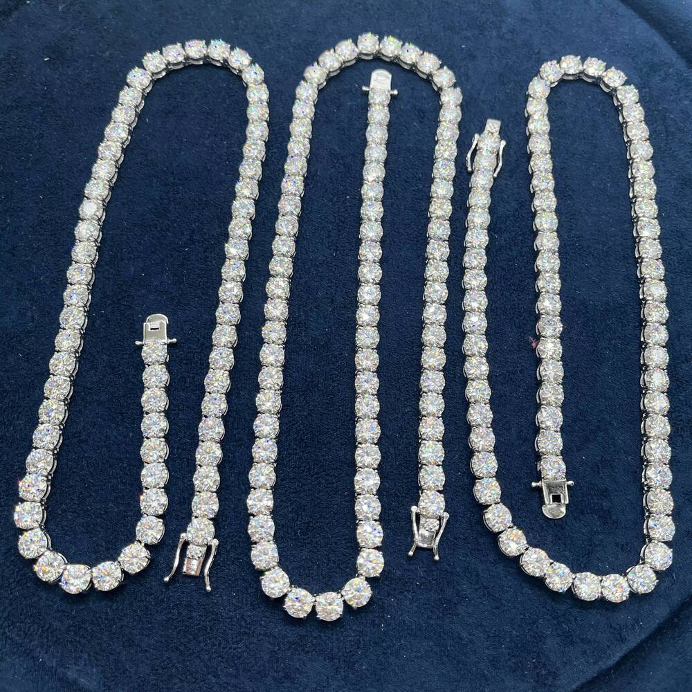Fine Moissanite Jewelry 65MM With 925 Sterling Silver D Vvs1 Diamond Necklaces Moissanite Tennis Chain Bracelets for Men Women