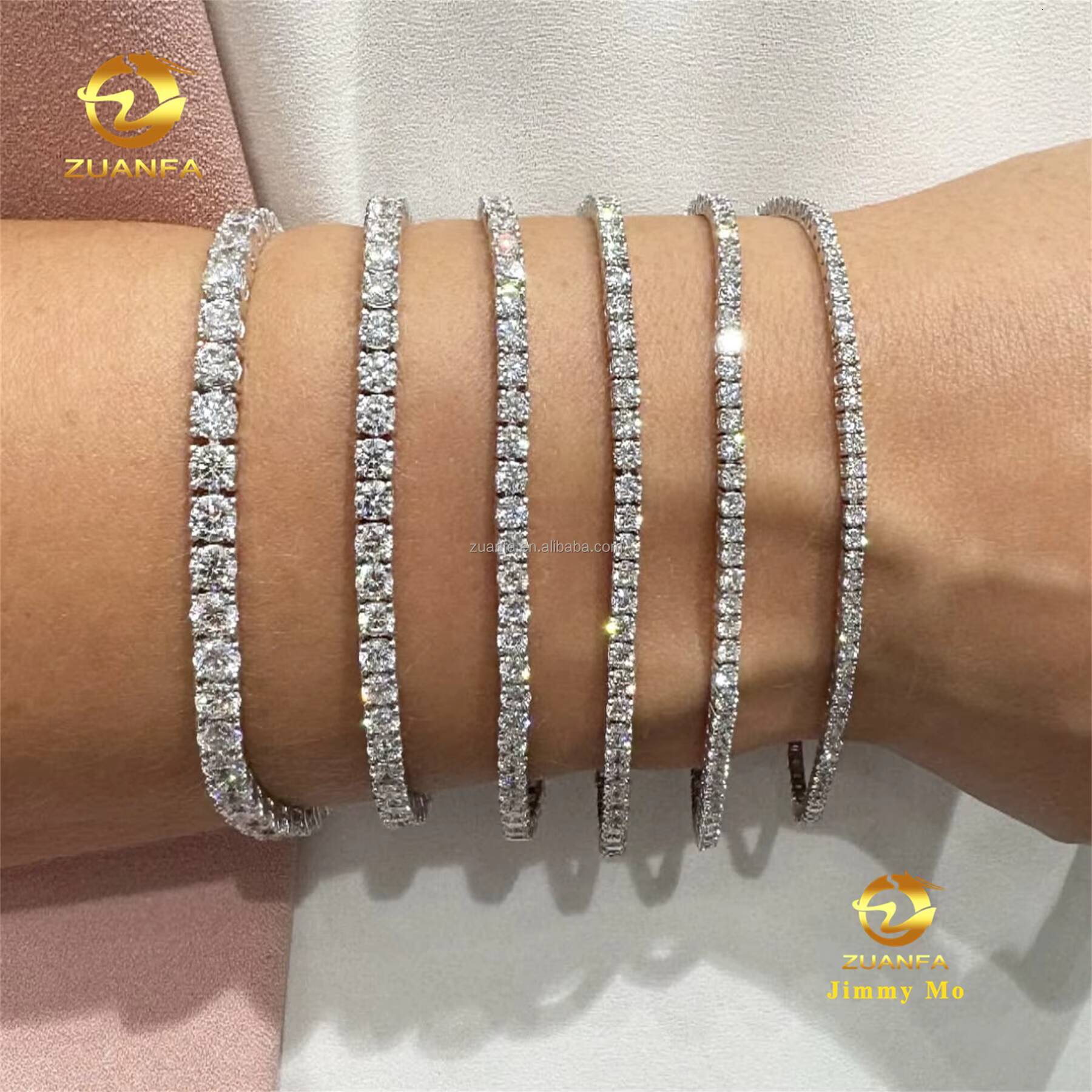 Customized Classic Style 10k Real Gold 2mm 3mm 4mm 5mm Luxury Hip Hop Jewelry D Color Lab Grown Diamond Tennis Chain Bracelets