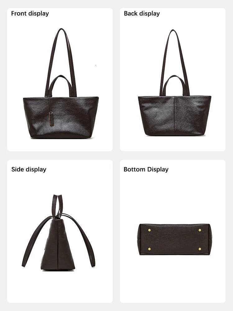 Zency Genuine Leather Women's Single Shoulder Soft Capacity Tote Large Bag