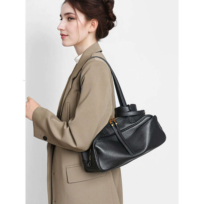 B-Bowling Genuine Leather New Rodeo Boston Large Capacity Commuter Shoulder Crossbody Pillow Bag for Women