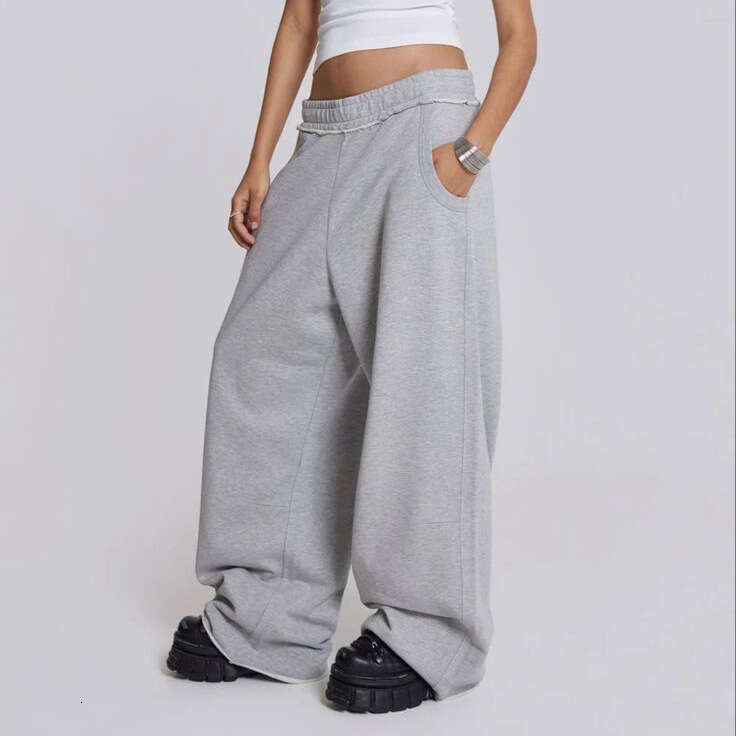 2025 Summer New Street Style Unisex Loose Wide-Leg Pants Gray Casual Sweatpants