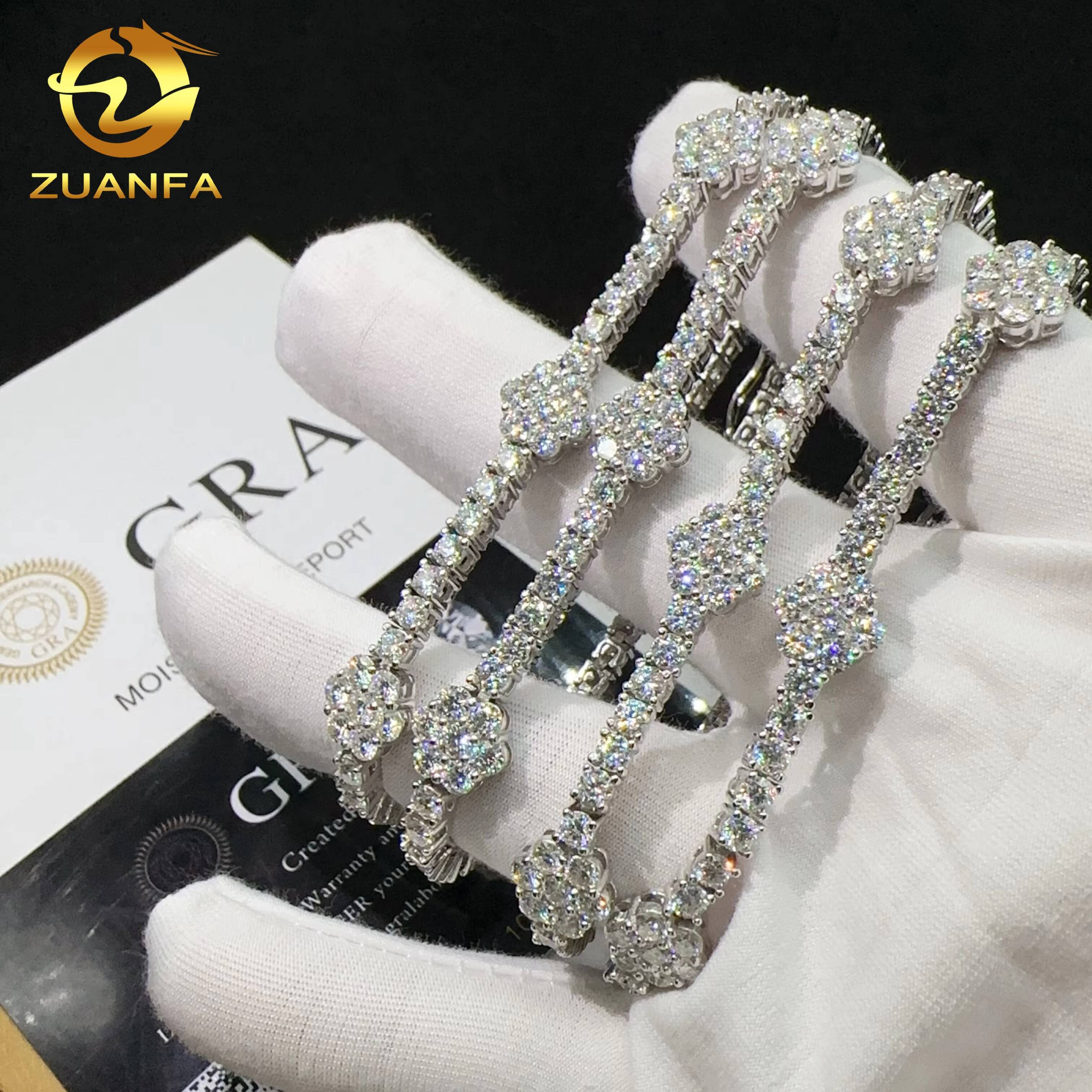 RTS Sterling Silver 925 Bracelet Vvs Moissanite Iced Out Hip Hop Lab Diamond Jewelry Tennis Chain Bracelet