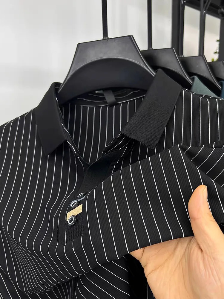 striped n mens short sleeve fashionable polo shirt summer cool and breathable casual lapel golf Tshirt 250905