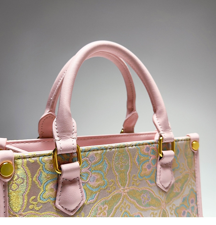 Luxury Bag TB BHULAMTE Designer Bag New Chinese Style Handbag For Women 2025 Spring Summer New Song Brocade Pattern Pink Design Tote Bag