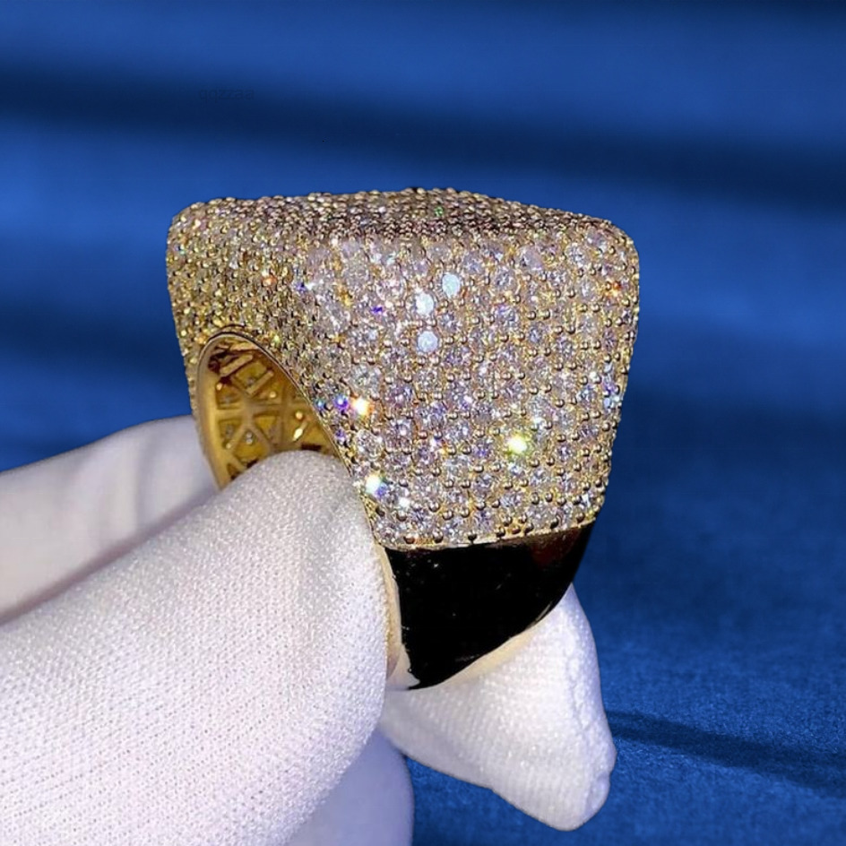 9K 10K 14K 18K Real Gold Hip Hop Fine Jewelry Iced Out Paved VS VVS GIA IGI Certified HPHT Lab Grown Diamond Square Ring for Men