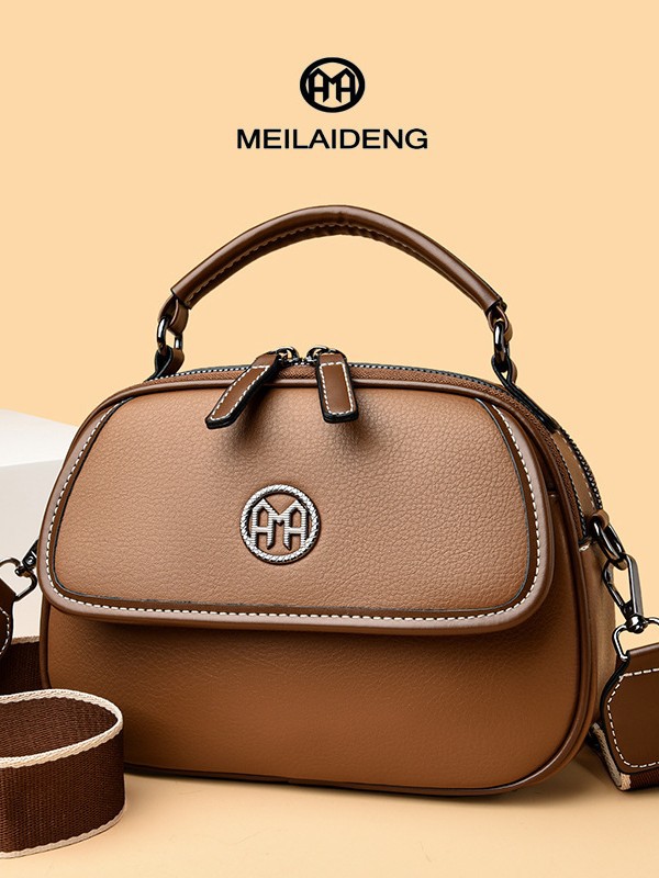 2025 Simple Large-Capacity Soft Leather Handbag Casual And Versatile With Wide Shoulder Strap Single-Shoulder Crossbody Bag For Women