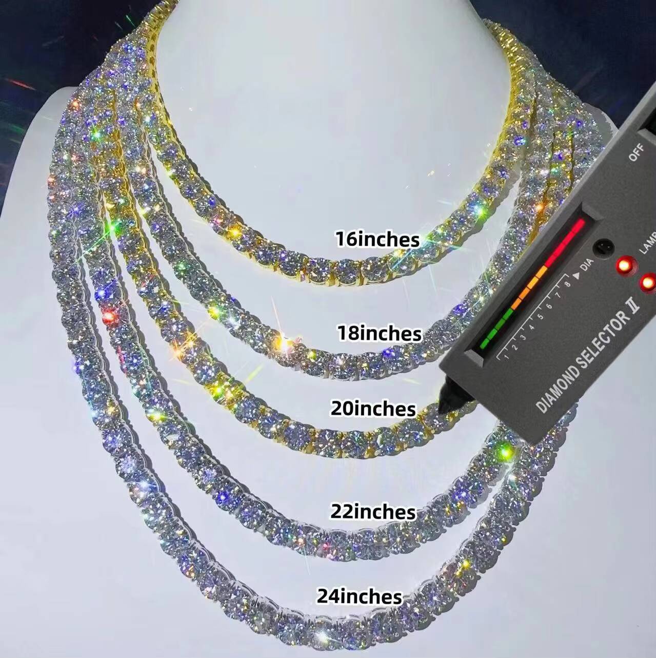 Cheapest Price 2MM 3MM 4MM 5MM Hip Hop Fine Jewelry Necklaces Sterling Silver DVVS Diamond Moissanite Tennis Chain Necklace