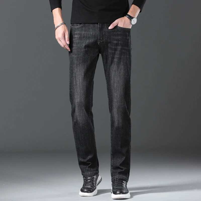 Jeans men straight tube loose 2024 autumn new item business elastic mens versatile casual pants trendy brand long pants men W250905