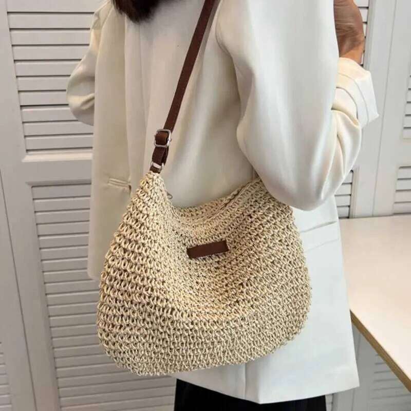 Woven Summer Fashion Straw Beach Holiday Crossbody Bag Shopping Large Capacity Shoulder Handbag Messenger Ladies