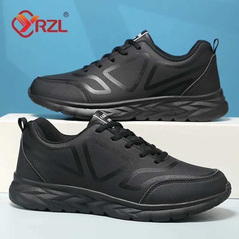 100 Black Running Shoes Leather Waterproof Athletic Sneakers Men Wearresistant Men Walking Sport Shoes Comfortable Men Shoes Z250905