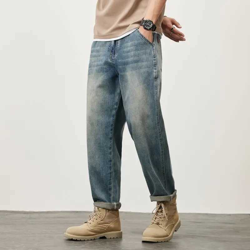Summer Microcone Straight Jeans for Men Loose Comfortable and Versatile Casual Teenager Trendy Retro Trousers jeans for man W250905