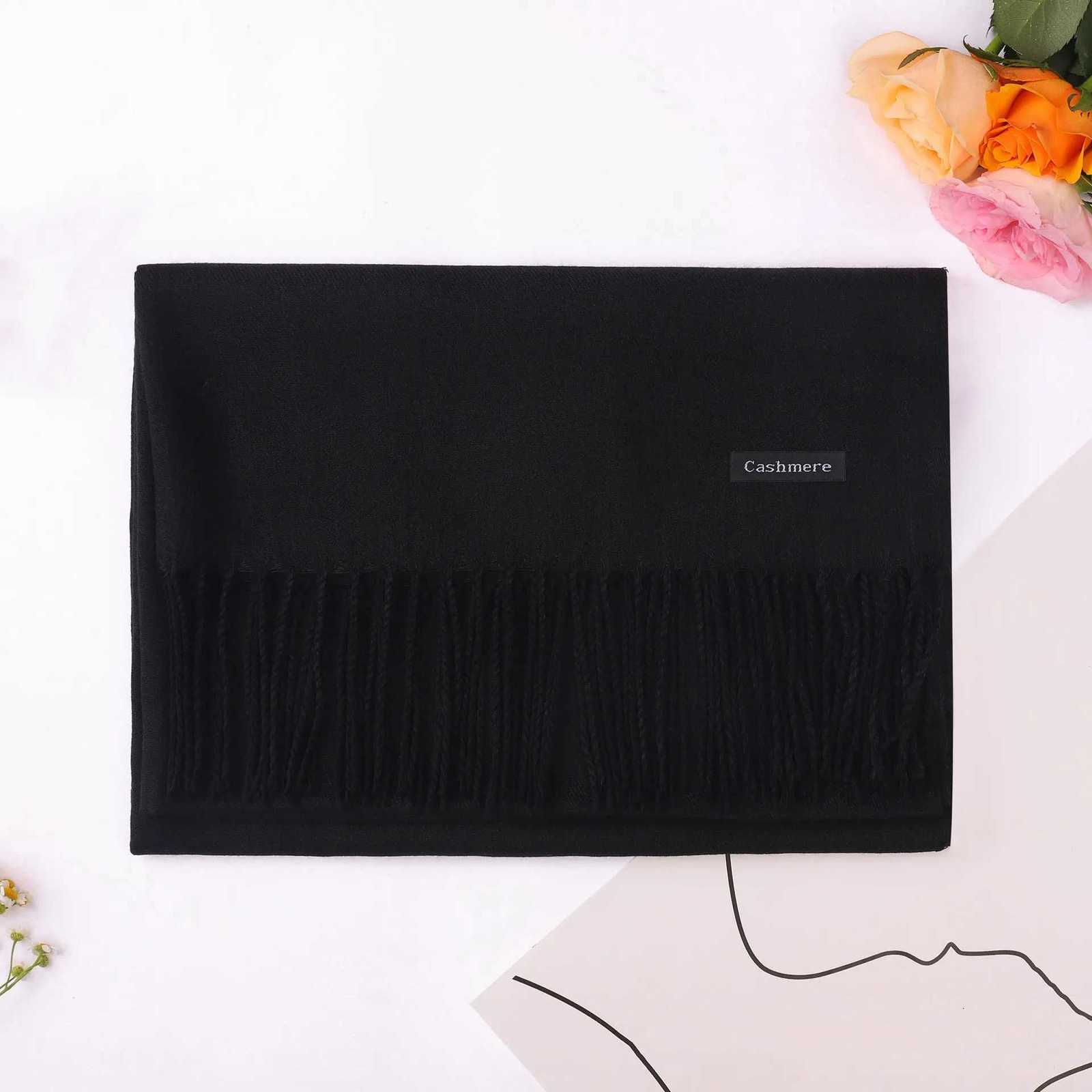 Multicolor autumn and winter solidcolor scarf womens singlecolor faux cashmere scarf fringed thickened shl fashionableXJ250905