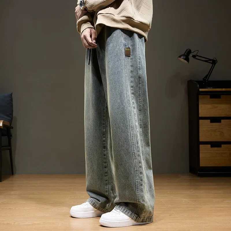 Oversized M8XL Denim Trousers For Men Loose New Denim Jeans Trendy Streetwear Baggy Pants Fashion Dropship W250905