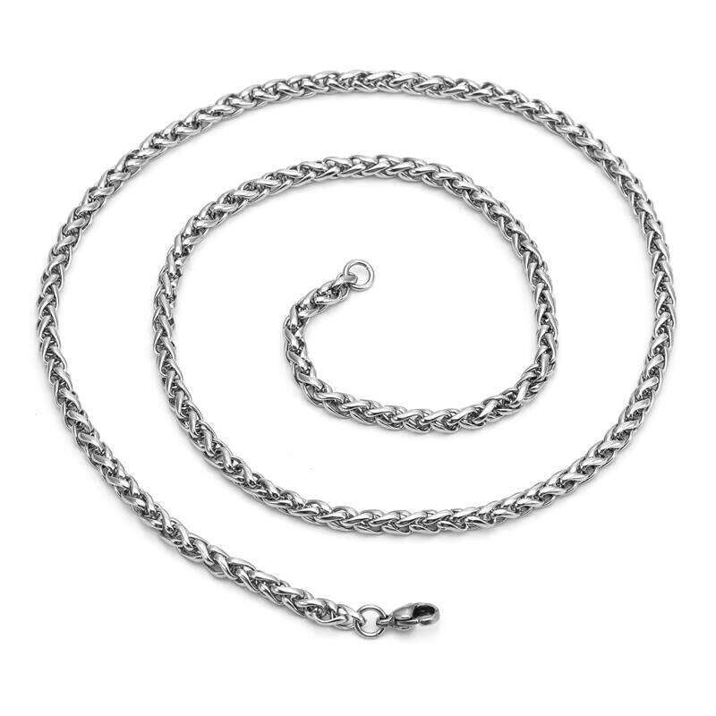 Wholesale 3mm 5mm Waterproof Fashion Link Stainless Steel Gold Plated Wheat Chain Necklaces for Men Women