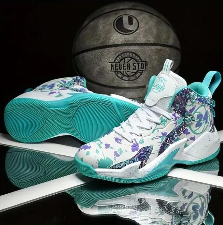 Men's fashionable high top basketball sneaker American Football Shoes comfortable non slip lace up durable sports shoes suitable for men's o