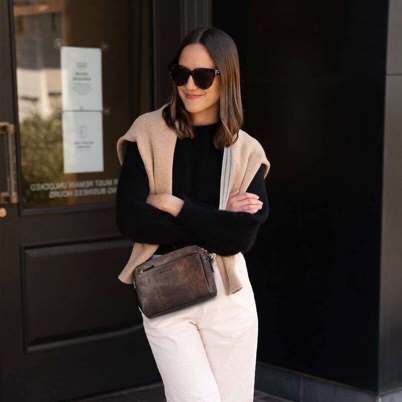 New Women's Small Crossbody Three Zippers Phone Leather Handbag With Colorful Strap Shoulder Bag