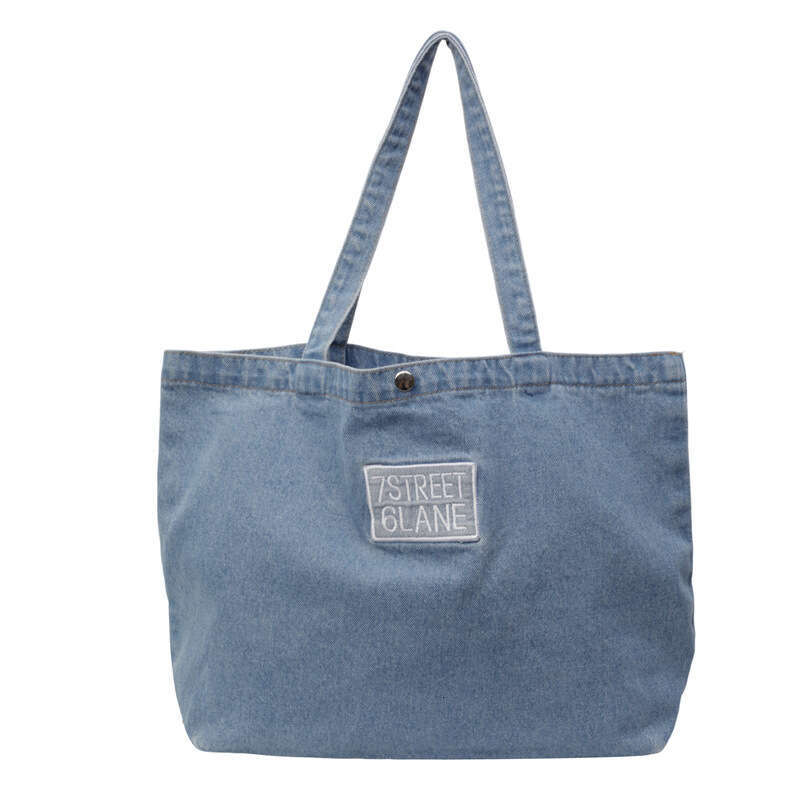 Korean Version Large Capacity Tote Designer Bags Denim 2025 New High-end Embroidered Letter Shoulder Bag Trendy