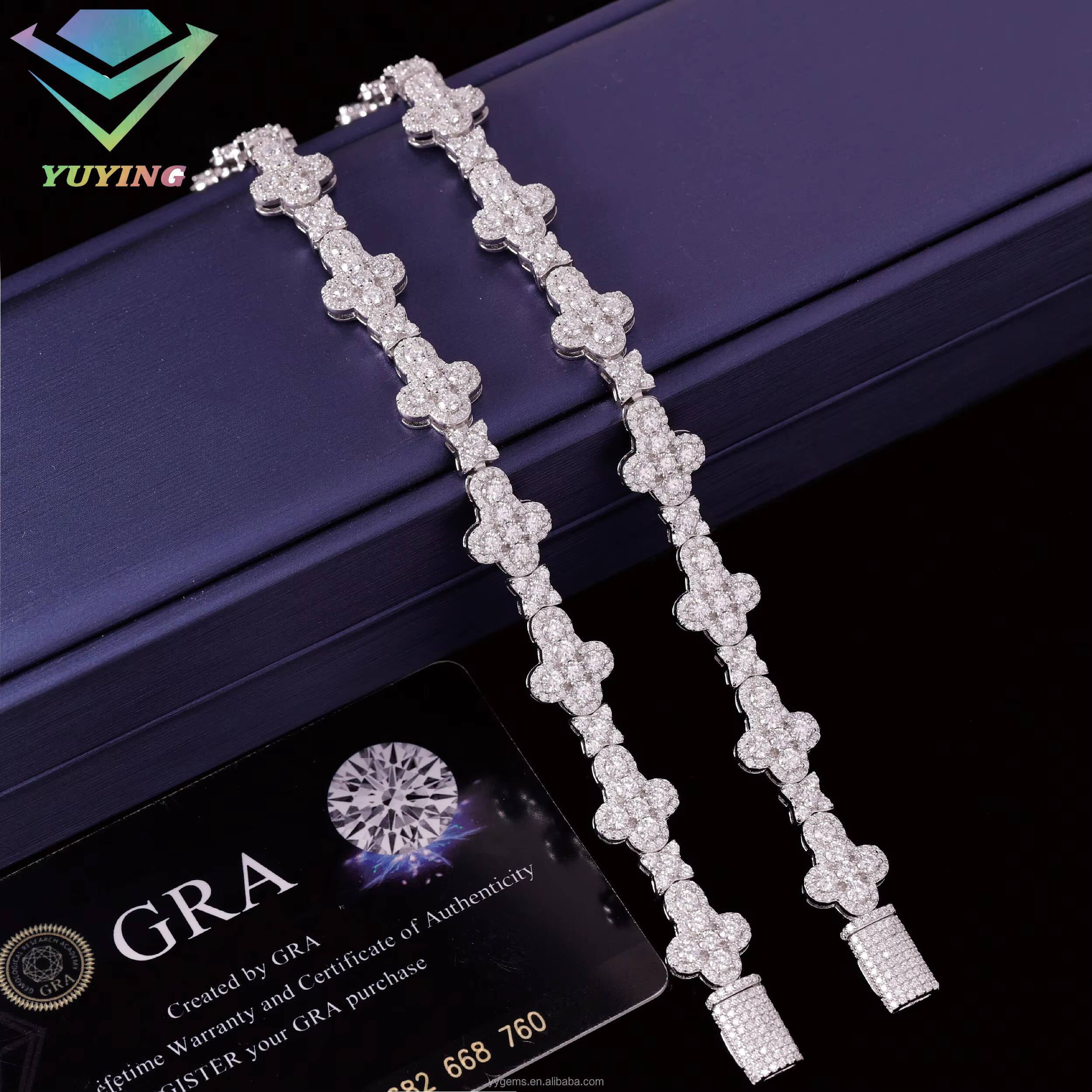 New Design Mossanite Cross Bracelet 15mm Solid S925 Silver Men Women Bracelet VVS Diamond Cuban Bracelet Hip Hop Jewelry