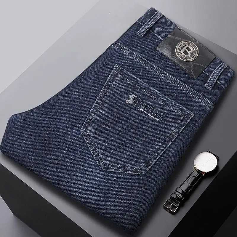2025 New Stretch Jeans Mens Regular Classic Business Slim Trousers Black Blue Straight Male Brand Clothing Pants Size 2940 W250905