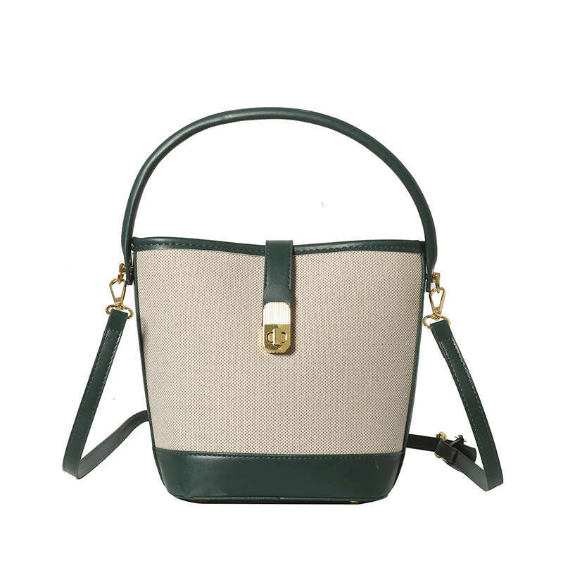 Women's 2025 New Trendy Fashion Handheld Bucket Niche Design Color Block Shoulder Crossbody Bag