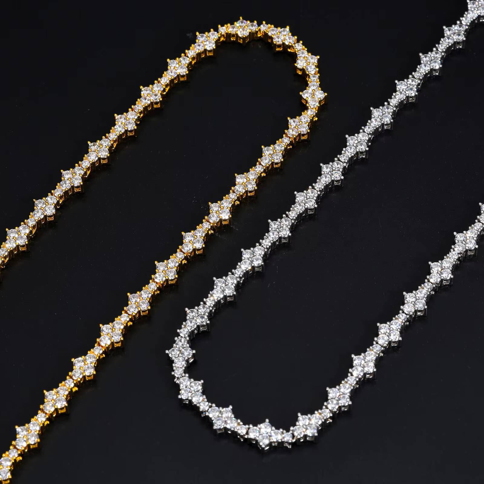 New Arrival Rapper Jewelry 7mm 925 Sterling Silver Iced Out White Gold Pass Diamond Tester Moissanite Cross Tennis Chain