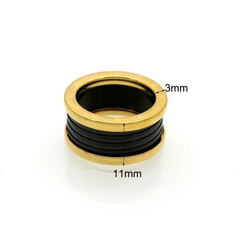 New Fashion Jewelry Top Quality rs Luxury Brands Rings 11MM Wedding Black Stainl Steel Solid Ring For Men And Wen Party S250905