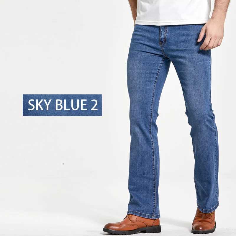 Mens Boot Cut Jeans Slightly Flared Slim Fit Blue Black Trousers Designer Classic Male Stretch Denim Pants W250905