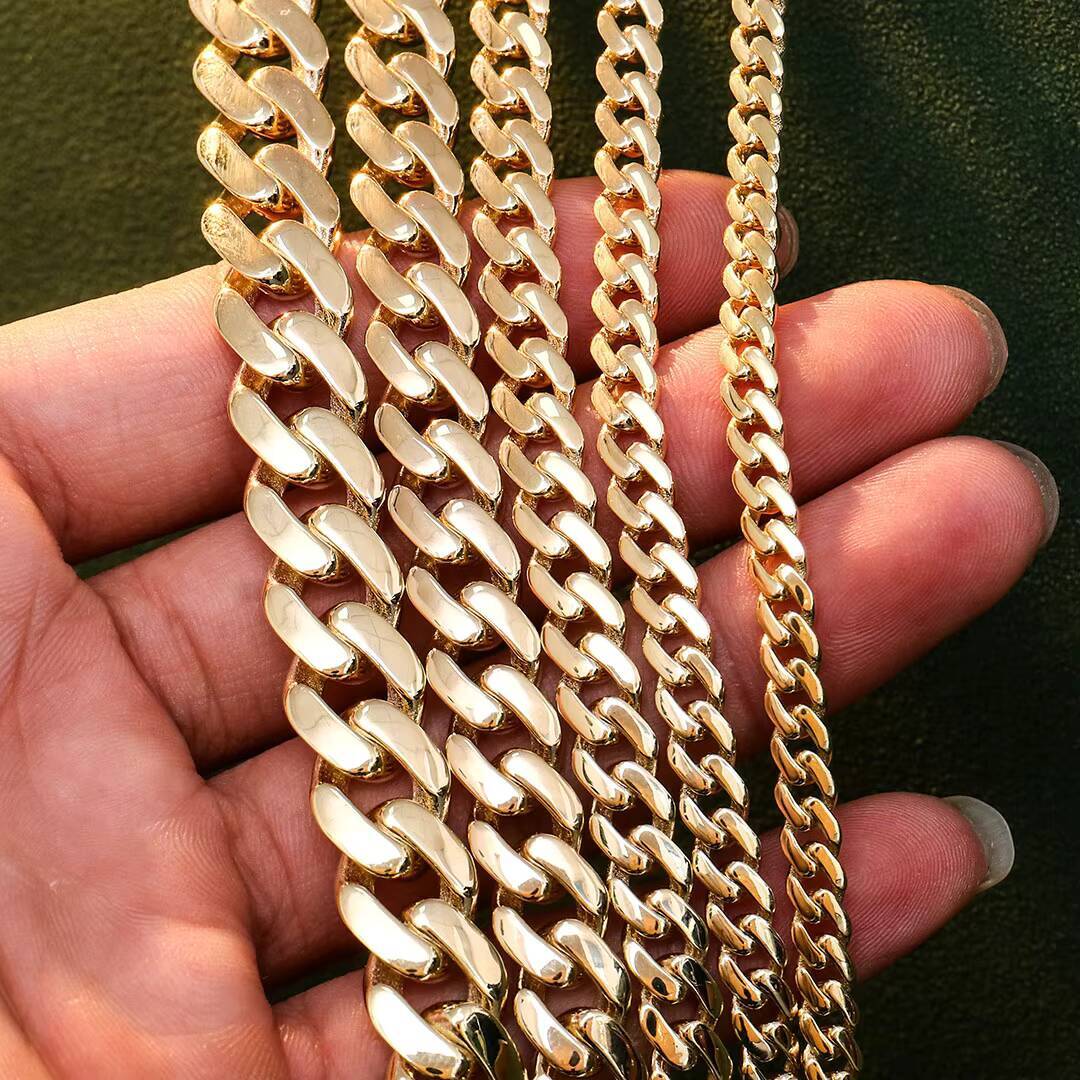Sterling Silver 925 14k Solid Gold Cuban Link Chain Cuban Link Chain Hip Hop Jewelry Cuban Chain Necklace Moissanite Gold Link