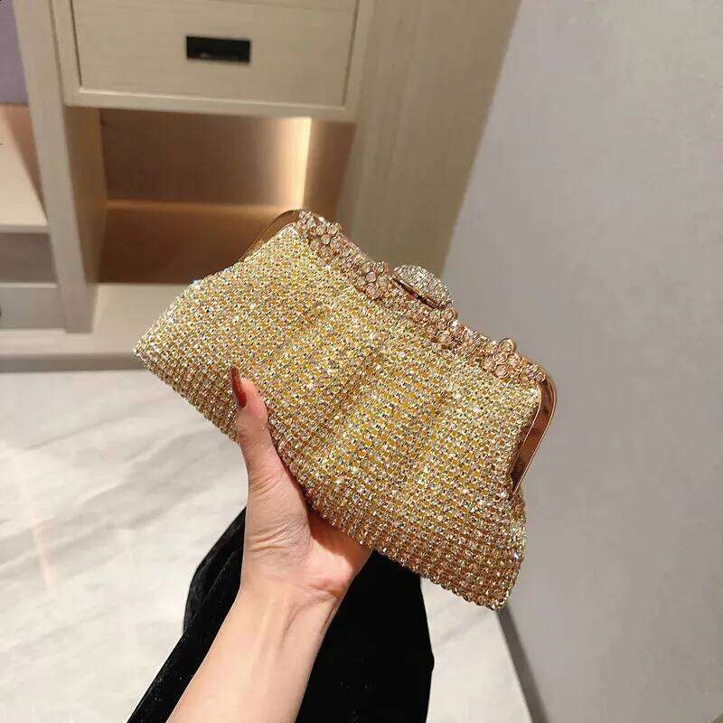 Women Rhie Evening Clutch Detachable Chain Wedding Purse Prom Banquet Handbag Female Elegant Party Shoulder Bag 240827