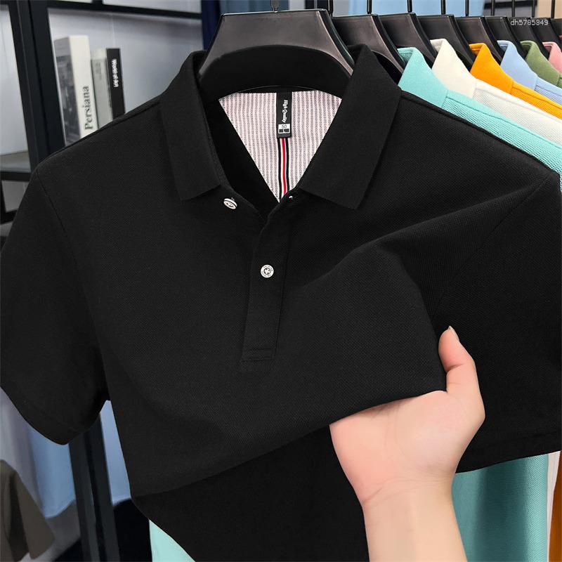 Men's T Shirts Summer Pure Cotton Polo Shirt Middle-aged Lapel Fashion Trend Breathable Business Casual Short-sleeved T-shirt For Men