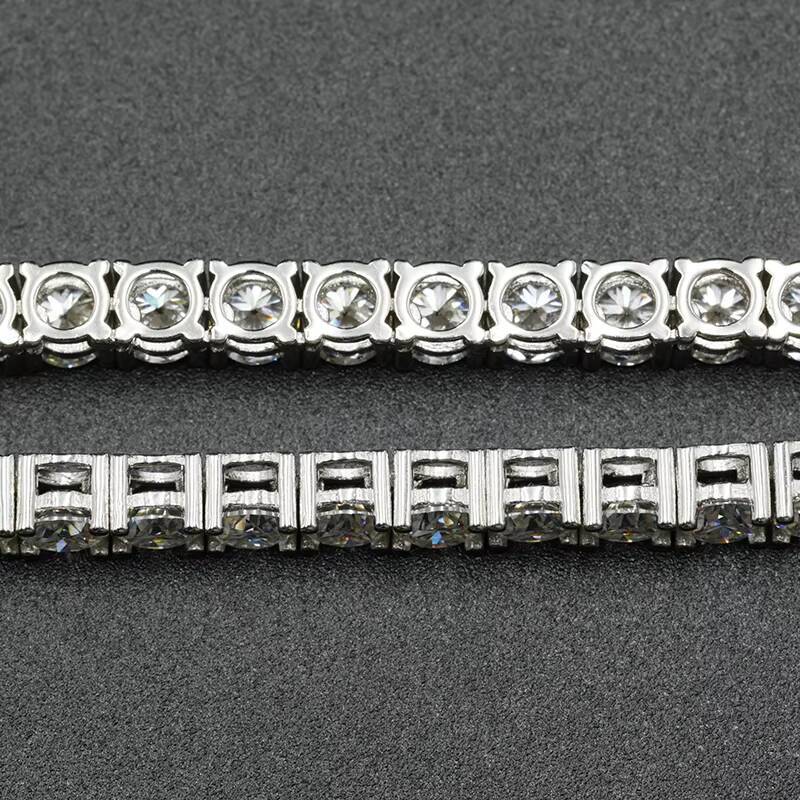 Factory Customize 925 Sterling Silver With Gold Plated 5mm Moissanite Necklace Tennis Chain Hip Hop Tennis Necklace for Men