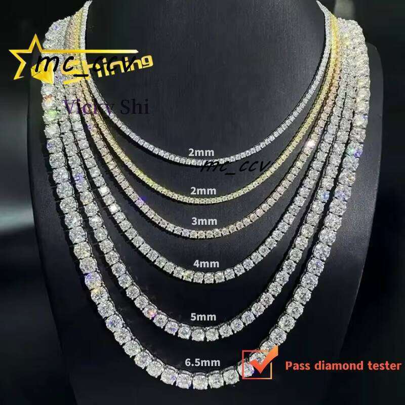 Wholesale Price Sier Pass Dia Tester 2Mm 3Mm 4Mm 5Mm 65Mm Moissanite Tennis Bracelet Necklace