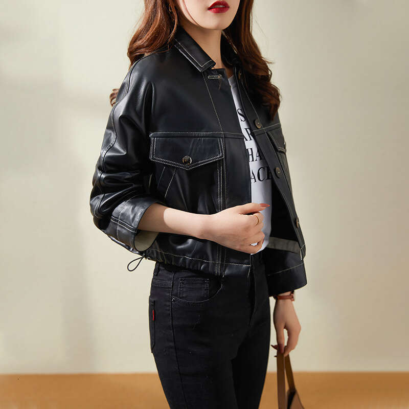 Feels Great~ Genuine Sheepskin Coat Spring Autumn New Women's Short Leather Jacket B5