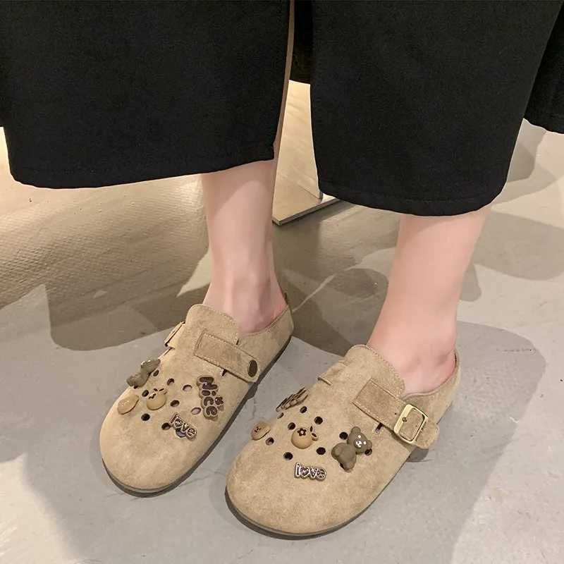 New Women Suede Clogs Slippers Soft Insole Sandals with Arch Support Shoes Outdoor Beach Suede Clogs Slippers Women Sandals W250905
