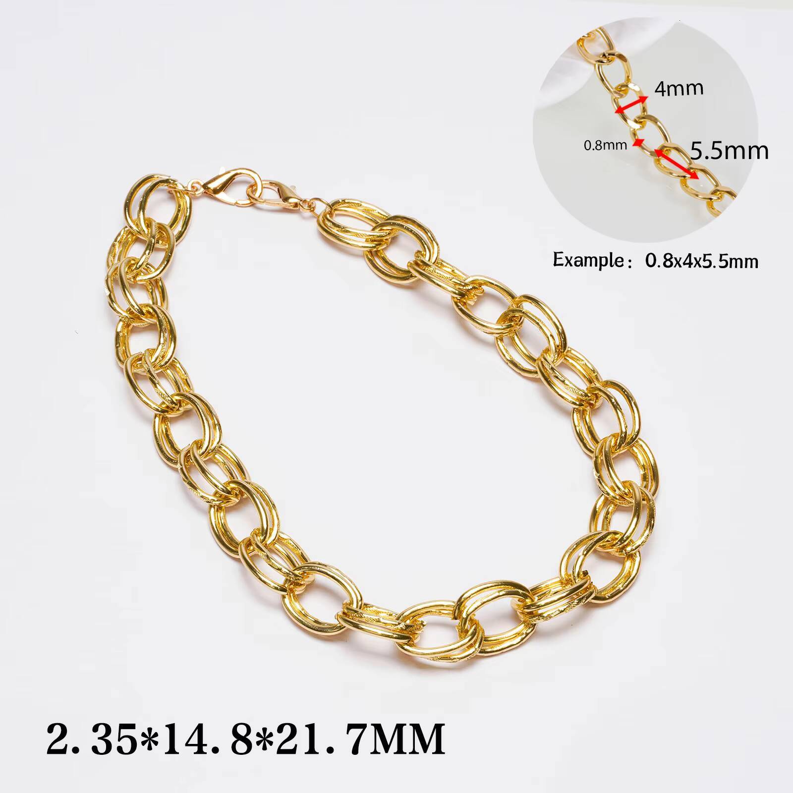 Double OLink Chain Gold Plated Aluminum Alloy Cross OShaped Chain Fadeless DIY Jewelry Luggage Accessories Gold Silver Color