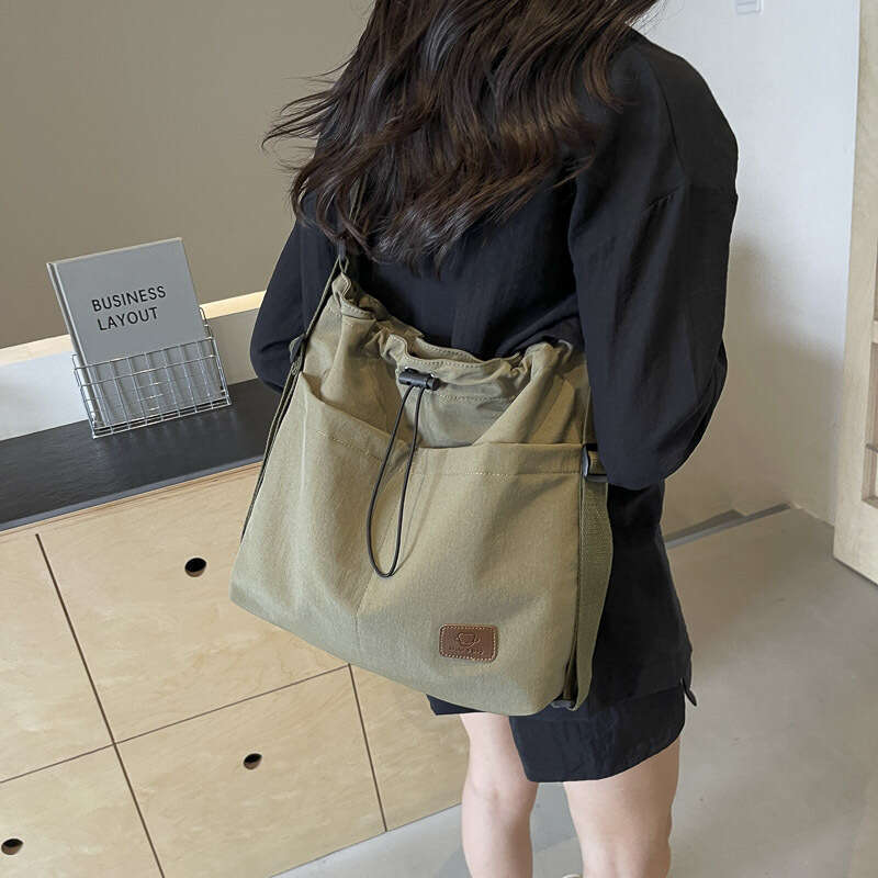 Large Capacity Bucket Canvas Drawstring Single Shoulder Crossbody Tote Bag Women's Multifunctional Backpack Autumn New Style