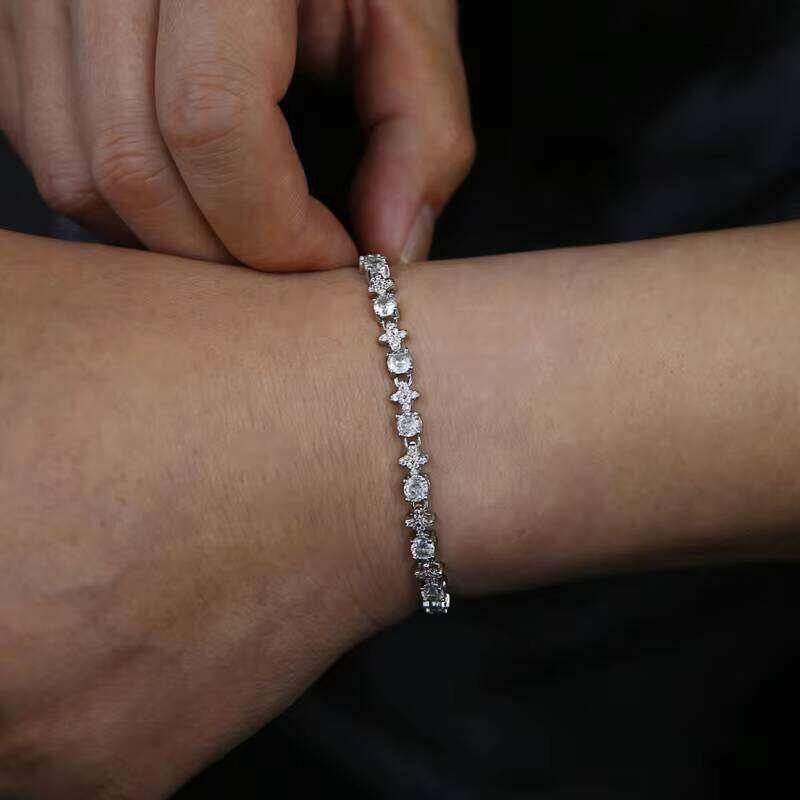 Small Cross Design Fashion Chain & Moissanite-Iced Out Hip Hop Style Brass Cuban Link Bracelets