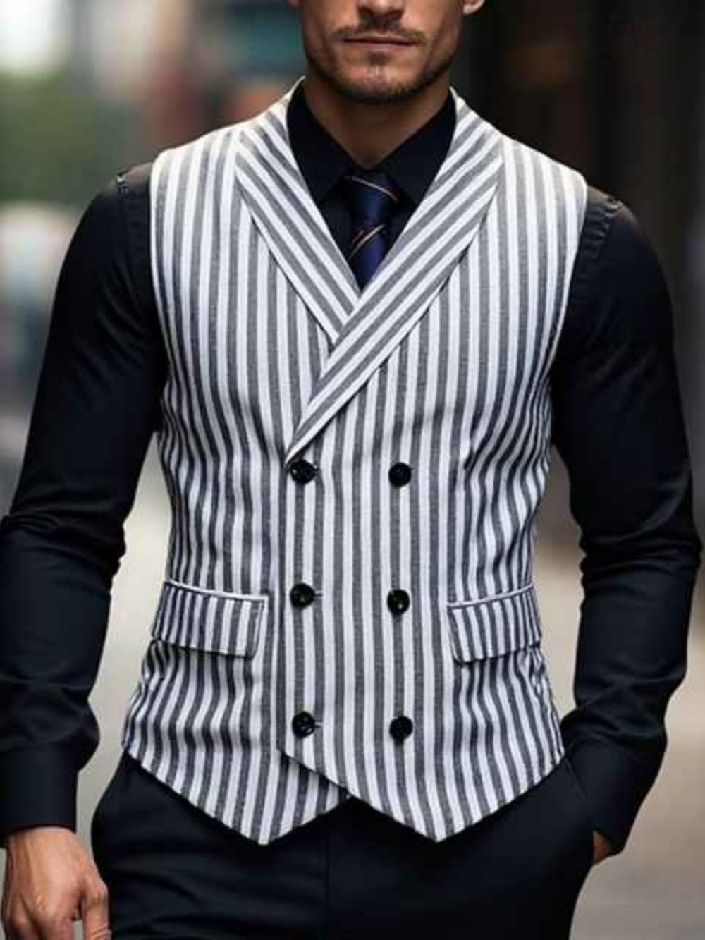 Fashion Wedding Suit 1 Piece Set Jacket Double Breasted Men Suits Trim Fit Sleeveless Party Show Prom Male Wear Suits Customized