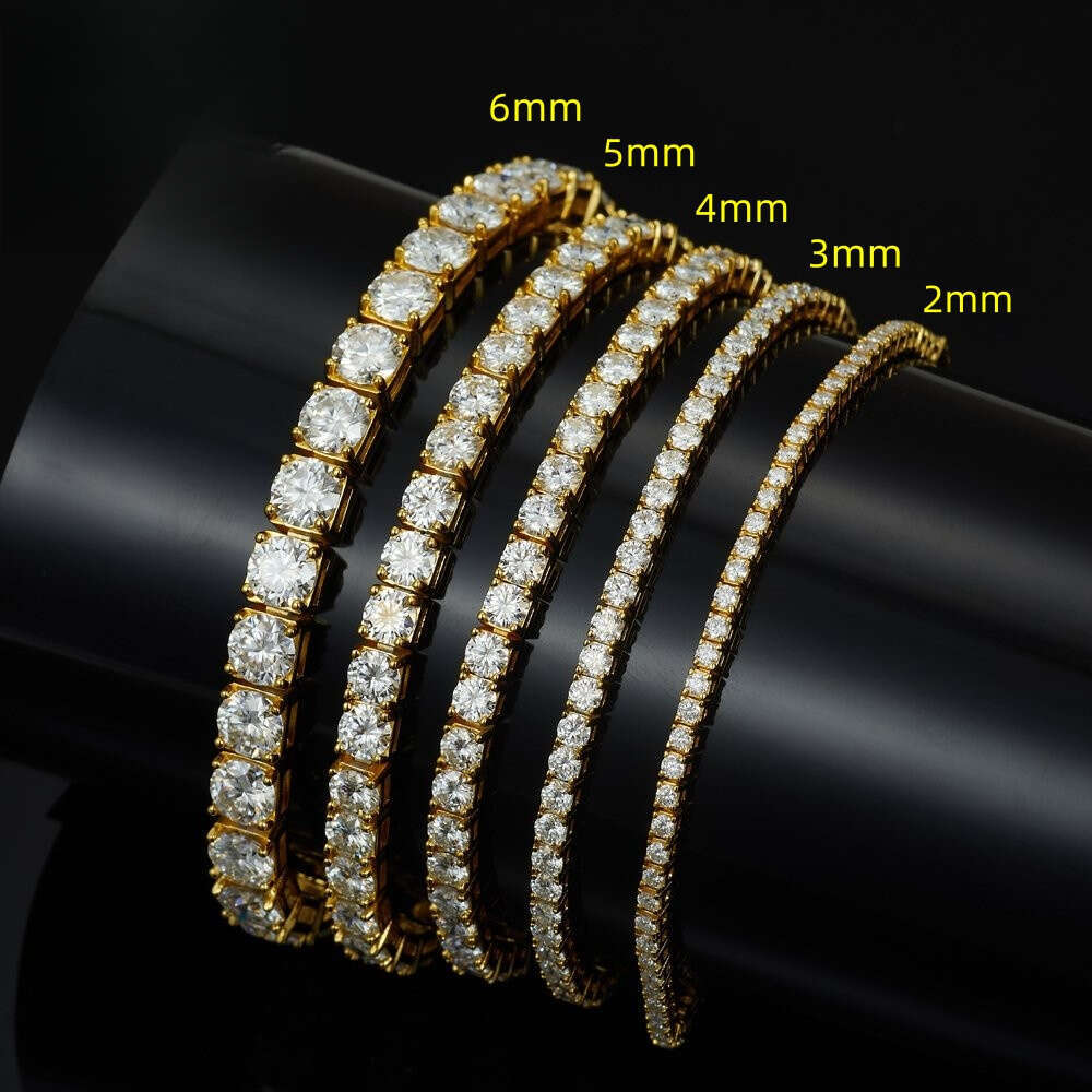 Wholesale Chain Bracelet 2mm-6mm Womens Men Gold Sterling Sier Lab Grown Mossanite Jewelry