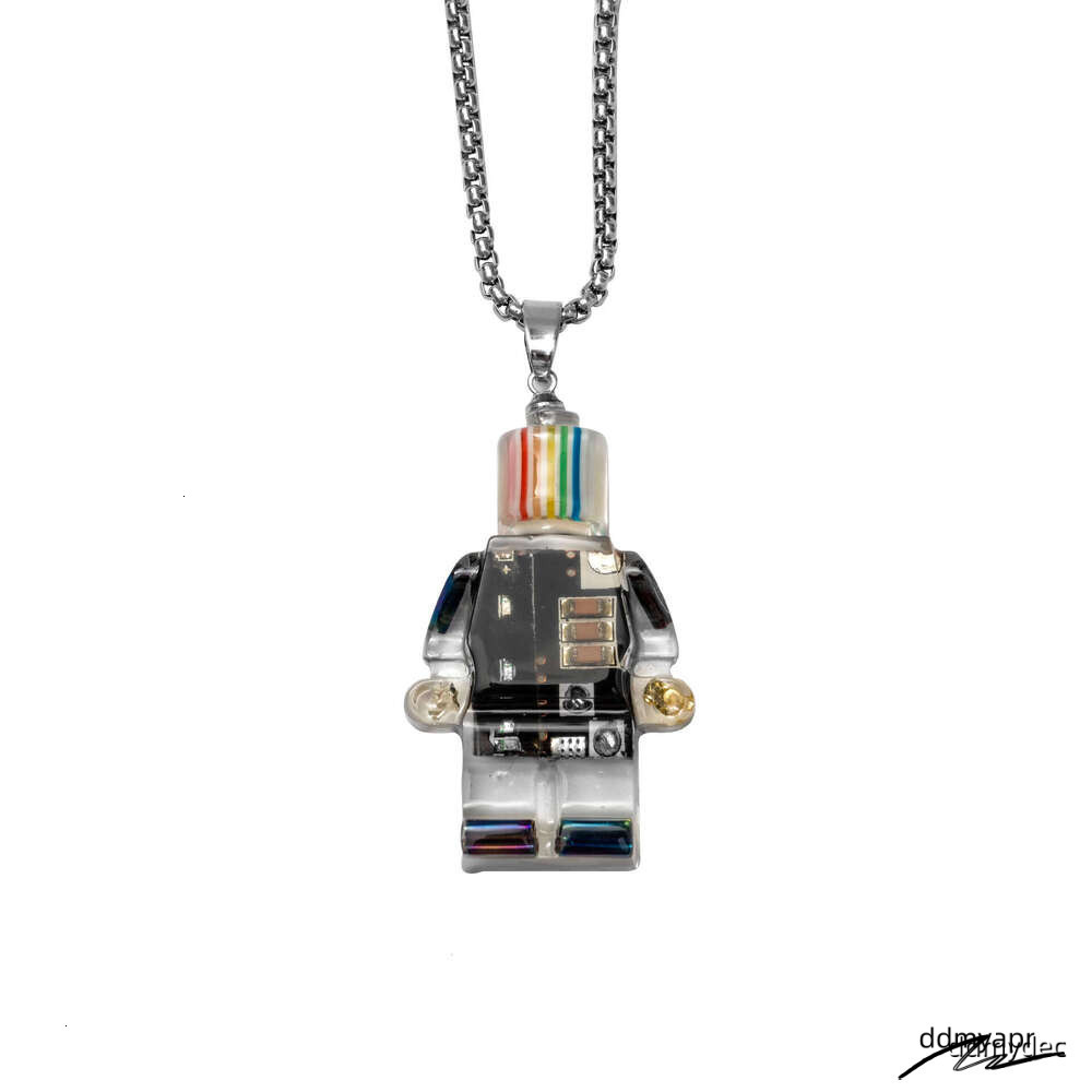 ddmydec Hip-Hop Punk Style Small Electronic Robot Rainbow Necklace Pendant Sweater Chain ddmydec
