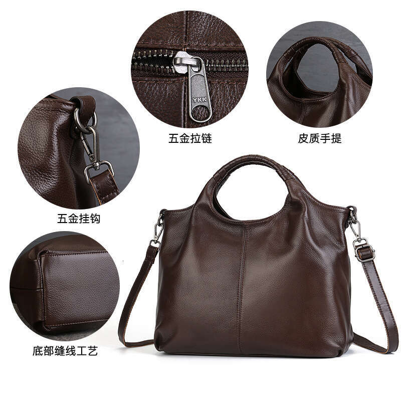 Handbag High-End Genuine Leather Women's Ethnic Style Top Layer Cowhide Large Capacity Tote Bag