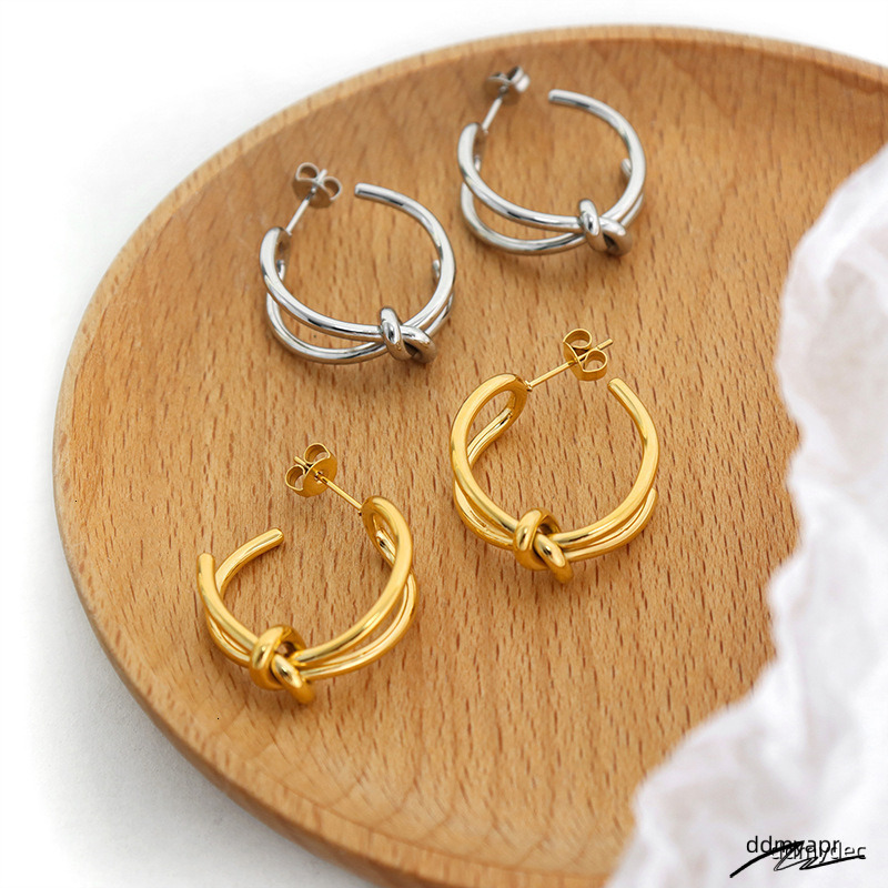 Designer Lady Stainless Steel Gold ddmydec Knot Earrings For Women C-Shaped Light Jewelry Wholesale ddmydec