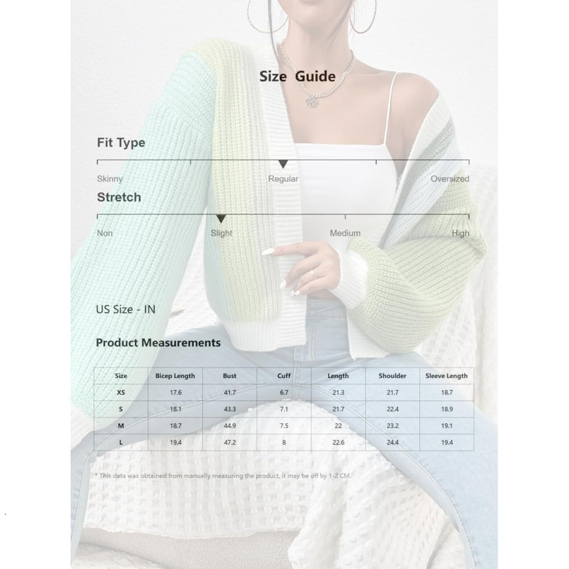 Women's Color Block Open Front Long Sleeve Ribbed Knit Cropped Cardigan Sweaters