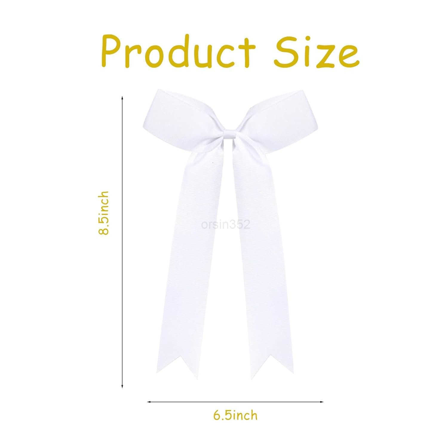 16Pcs Cheerleading Bows Long Tail Skinny Cheer Hair Bows Grosgrain Ribbon Elastic Bands Handmade Ponytail Holder for Cheerleading Girls School College