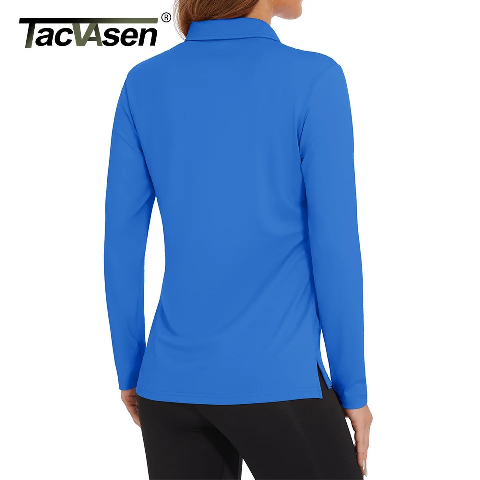 TACVASEN UPF 50 Polo Shirts Womens Long Sleeve UV Protection Performance Polos Golf Tennis Working Pullover Top 250905
