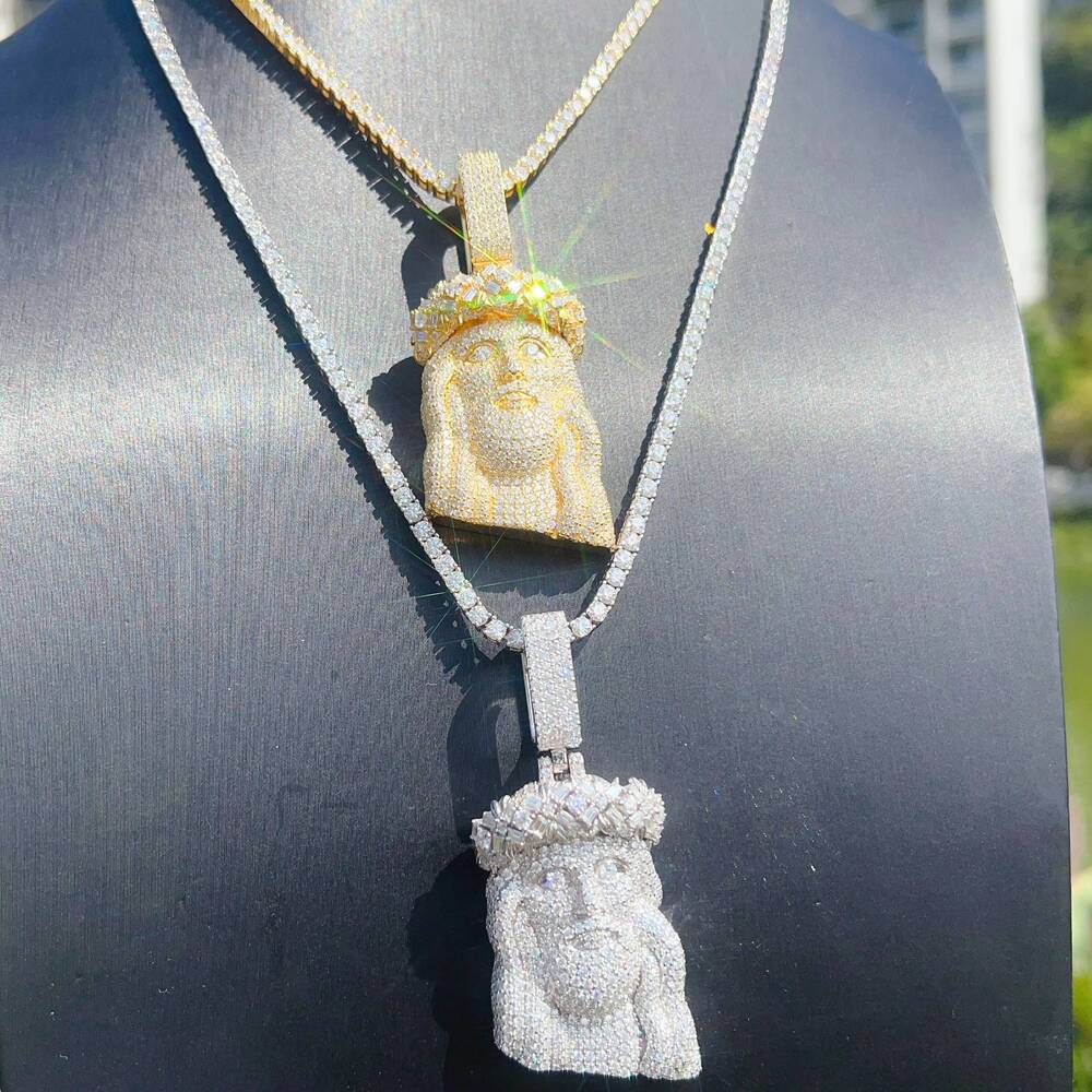 Buss Down Moissanite Lab Diamond Custom Chain Pendant Silver 925 Fine Jewelry Hip Hop Iced Out Mens Jesus Pendant